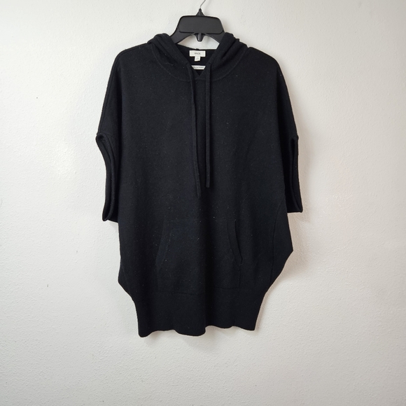 VINCE 100% Cashmere Black Dolman Sleeves Hooded Poncho Sweater S Oversized - Picture 1 of 6